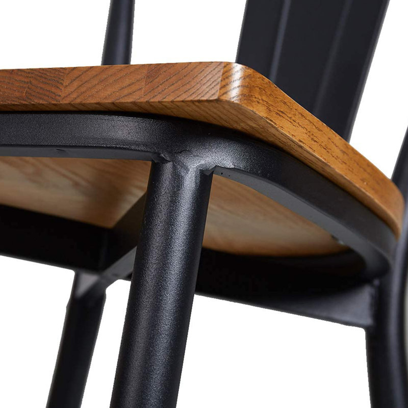 Corrigan Studio® 2 Pack Stackable Metal Dining Chairs With Solid Wooden